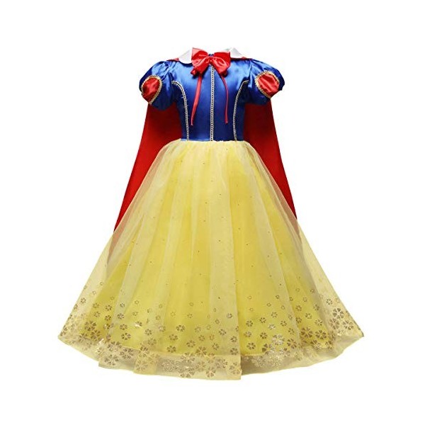 IMEKIS Enfant Filles Blanche-Neige Costume Princesse Halloween Cosplay Habillage De Noël Fantaisie Robe En Tulle Avec Accesso