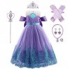 OBEEII Petite Sirène Robe Filles Princesse Ariel Déguisement pour Enfant Sirène Carnaval Costume Halloween Cosplay Fête Anniv