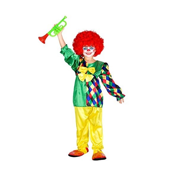 TecTake dressforfun Déguisement pour fille Clown | très bariolée et bel effet brillant | arlequin costume carnaval 5-6 ans |