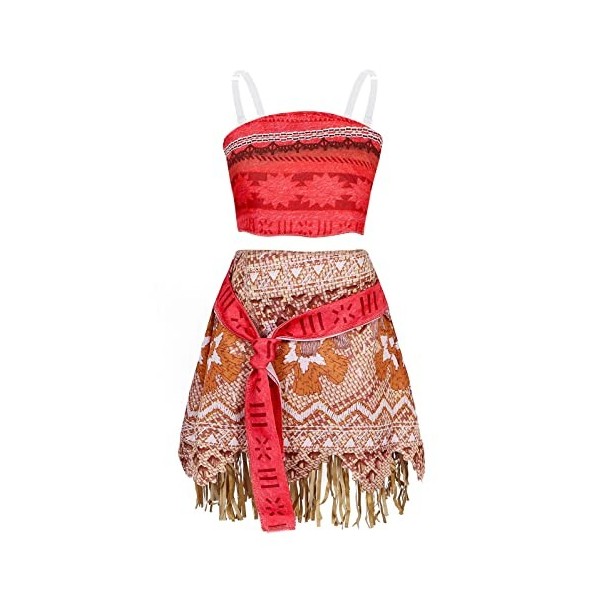 Berich Moana – Déguisement de princesse Vaiana pour filles – Costume dHalloween pour enfants – Tenue de jeu de rôle – Vêteme