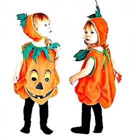 KIRALOVE - Costume de citrouille déguisement - Carnaval - Halloween - Couleur orange - Taille M - 3-4 ans - Idée cadeau