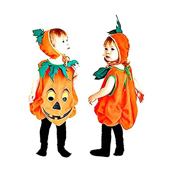 KIRALOVE - Costume de citrouille déguisement - Carnaval - Halloween - Couleur orange - Taille M - 3-4 ans - Idée cadeau