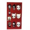 RuBeru Lot de 10 colliers Demon Slayer Anime pour Cosplay Garçons Filles Masque Anneau Set Tanjirou Métal, Zinc