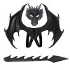 Générique Ensemble de Costumes Devil Dragon Wings pour enfants Halloween Cosplay, Comprend un Masque de Dragon, Une Queue et 