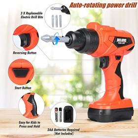 LATERN 32 Pièces Jouet Doutil de Construction pour Enfants, Inclus Sac à Dos Perceuse électrique Mandrin Scie Morceaux Casqu