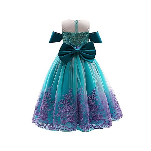 IWEMEK Filles Petite Sirène Ariel Costume Conte De Poisson Princesse Robe avec Accessoires Enfants Contes de Fées Cosplay Hal