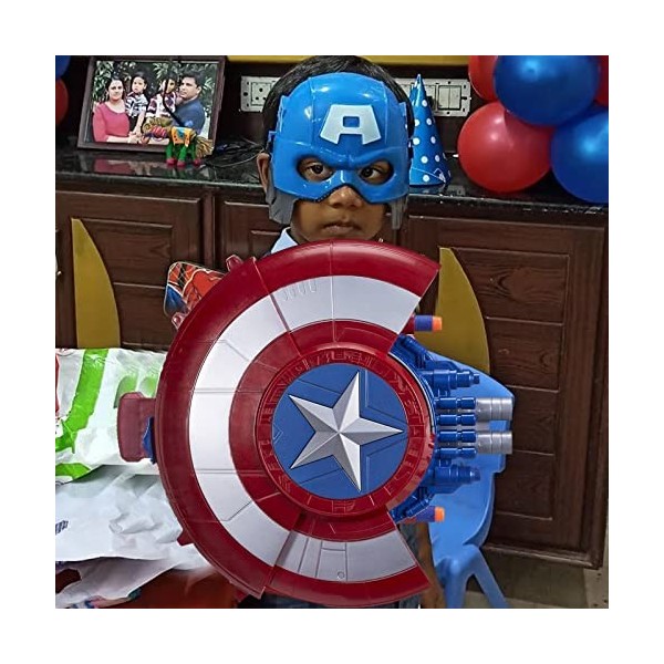 SUPYINI Captain America Shield, Shield Soft Bullet Launcher Toy, Disguise Heroic Role Playing Superhero Costume Retro Shield,