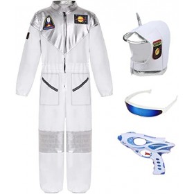 Windskids Déguisement Astronaute Enfant Espace Astronaute Combinaison avec Astronaute Casque et Lunettes de Soleil Pistolet à