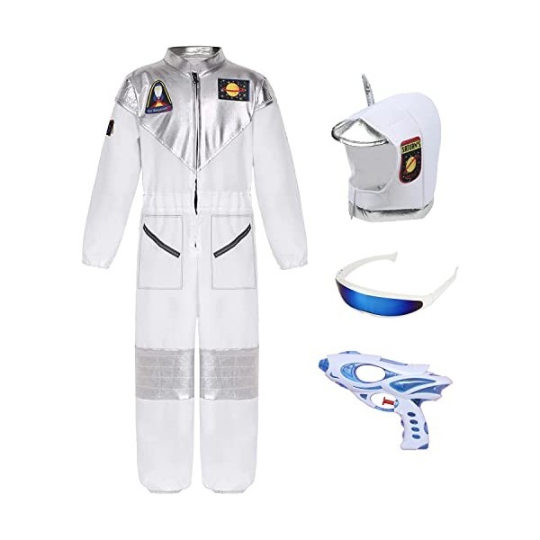 Windskids Déguisement Astronaute Enfant Espace Astronaute Combinaison avec Astronaute Casque et Lunettes de Soleil Pistolet à