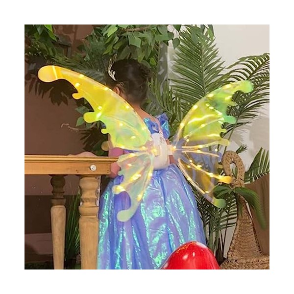1 Set Electrical Butterfly Wing Moving Swing LED Fairy Wings Light Up Flapping Wings Glowing Shiny Princess Wings for Birthda