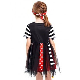 IKALI Costume de pirate pour fille avec pistolet, Halloween livre personnage cadeau fête habiller tenue capitaine semblant rô