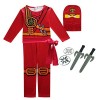 Thombase Ninja Warrior Déguisement Costume pour Le Cosplay des Enfants garçons et Dress Up Party Clotrhes avec Arme Bleu, 14