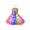 YiZYiF Enfant Fille Déguisement Licorne Sirène Robe Princesse Tutu Jupe avec Lumineuse LED Cosplay Costume Halloween Carnaval