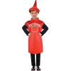 amscan- Food Costume dhalloween en Forme de Bouteille de ketchup-10-12, 9908181, Rouge, 10-12 Ans