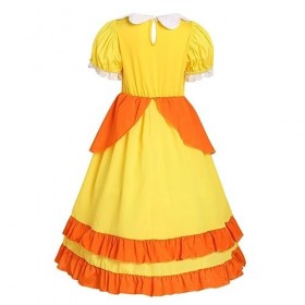 Lito Angels Deguisement Robe Princesse Daisy avec Couronne et Gants pour Enfant Fille Taille 4-5 ans, Jaune étiquette en tis