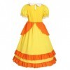 Lito Angels Deguisement Robe Princesse Daisy avec Couronne et Gants pour Enfant Fille Taille 4-5 ans, Jaune étiquette en tis