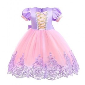 Lito Angels Deguisement Robe Princesse Raiponce Costume pour Bebe Fille Taille 18-24 mois, Violet Rose étiquette en tissu 90