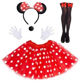 CULTURE PARTY Costume Minnie Mouse pour adultes et enfants - Tutu à pois - Robe tutu pour femme et fille - Déguisement de Noë