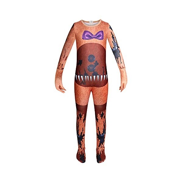 Jiumaocleu Costume de jeu Five Nights pour garçons et filles FNAF Combinaison effrayante avec masque dhorreur, costume de fê