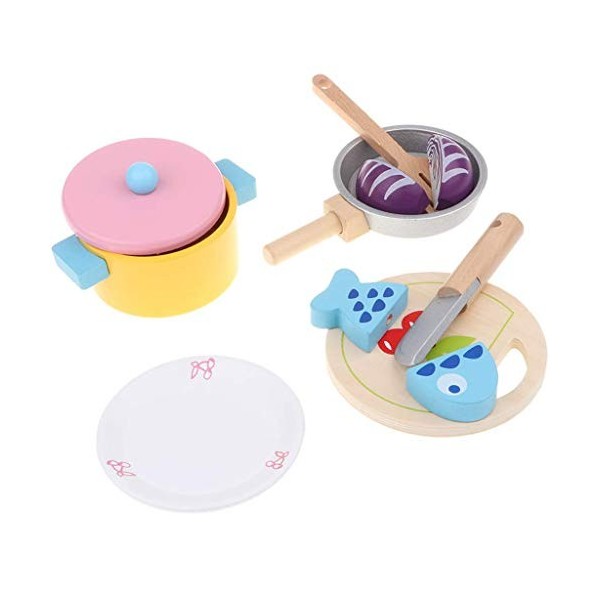 Backbayia Cuisine Imitation Jouets Aliments en Bois Jouets de Simulation pour Enfants