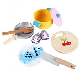 Backbayia Cuisine Imitation Jouets Aliments en Bois Jouets de Simulation pour Enfants
