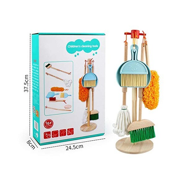 TLM Toys Nettoyage en Bois pour Enfants, Jouets Nettoyage pour Les Tout-Petits Outils Nettoyage, Balai ménage détachable en B