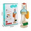 TLM Toys Nettoyage en Bois pour Enfants, Jouets Nettoyage pour Les Tout-Petits Outils Nettoyage, Balai ménage détachable en B