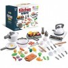 Jouet de cuisine,HUIOP 52 pièces cuisine jouer jouet enfants semblant jeu de jeu avec batterie de cuisine pots et casseroles 