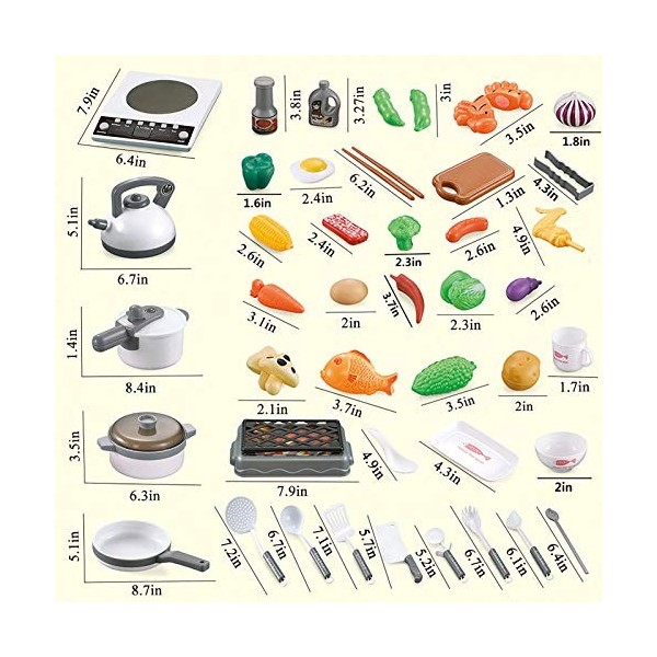 Jouet de cuisine,HUIOP 52 pièces cuisine jouer jouet enfants semblant jeu de jeu avec batterie de cuisine pots et casseroles 