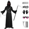 Partymall Costume de faucheuse pour cosplay - Pour enfant - Costume dHalloween - Robe Reaper avec chaîne, fausse, mort - Cos