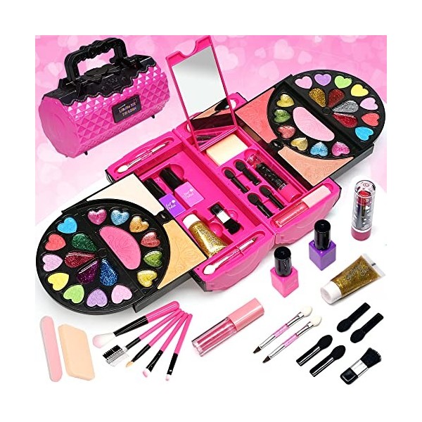 Ensembles de maquillage pour enfants pour filles – Kit de démarrage de maquillage lavable licorne pour adolescentes, jeux de 