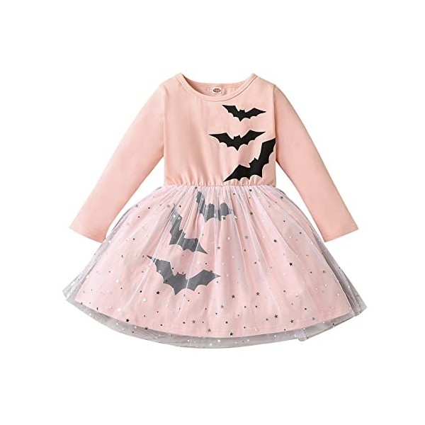 Deguisement Sorciere 3 Ans Jupe Plissée Mi Longue Noire Enfants robe Costume de fête danse enfant Pageant filles Halloween ro