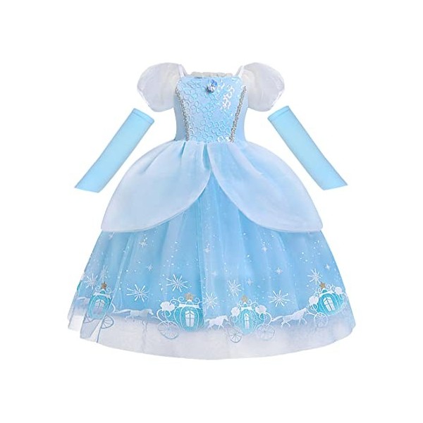 Berich Costume de princesse Cendrillon pour fille,Déguisement de princesse pour enfants,Robe de costumade,Vêtements de fête à