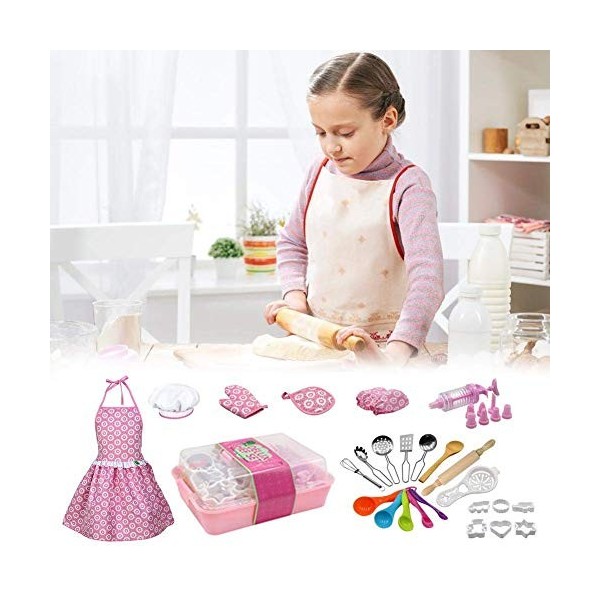 Ensemble de jouets de cuisson pour enfants jeu de rôle ustensiles de cuisine outils de cuisson tablier à gâteau pour filles g