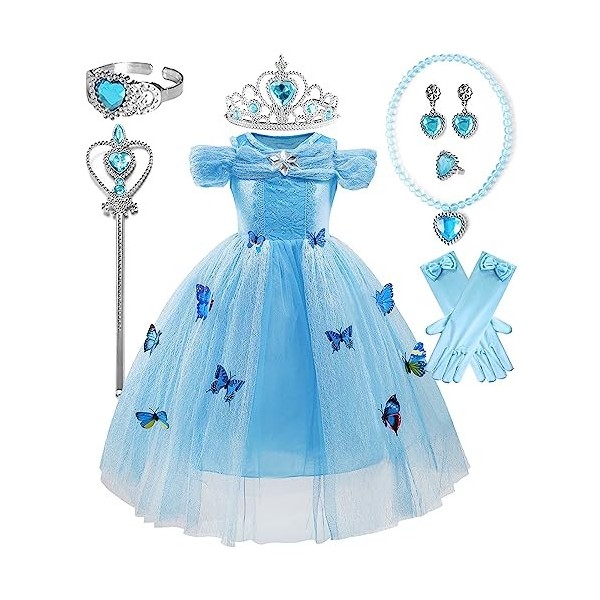 Le SSara Halloween Noël Nouvel An Carnaval Filles Princesse Cosplay Costumes Fantaisie Robe papillon avec accessoires S BL ,