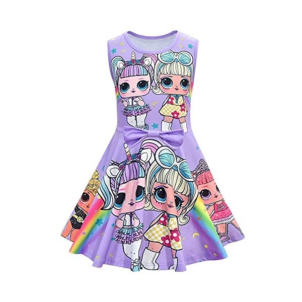 KTZAJO Poupée dessin animé pour petite fille avec nœud sur le devant pour enfants poupées Lol robes de dessin animé couleur 