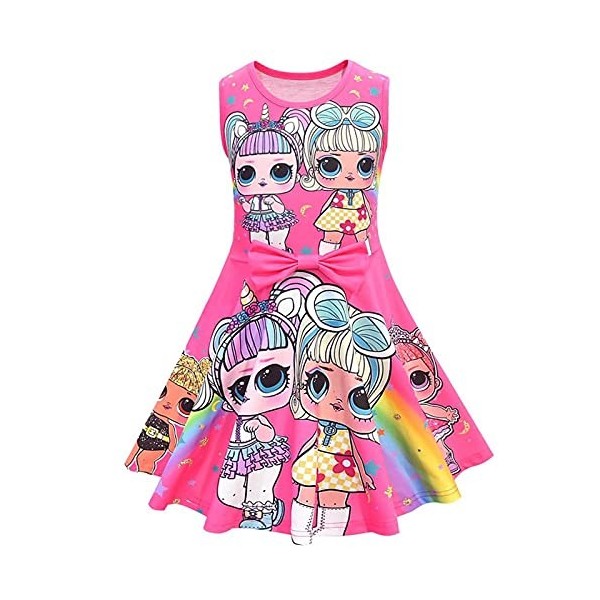 KTZAJO Poupée dessin animé pour petite fille avec nœud sur le devant pour enfants poupées Lol robes de dessin animé couleur 