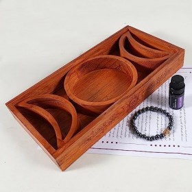 Soulnioi Base de carte de tarot rectangulaire en bois, bracelet de perles et huile essentielle