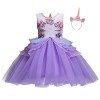 MYRISAM Filles Princesse Déguisement Licorne Tutu Robe de Anniversaire Soirée Cérémonie Costume de Carnaval Halloween Noël Fê