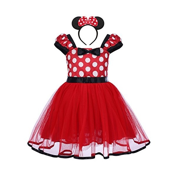 FYMNSI Robe tutu à pois pour bébé - Pour anniversaire, fête, carnaval, Halloween, Noël, cosplay - Avec bandeau oreilles, 1 r