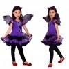 KIRALOVE - Costume Fille Chauve-Souris - Vampire - Déguisement - Halloween - Carnaval - Taille M - 5 - 7 ans - Idée cadeau