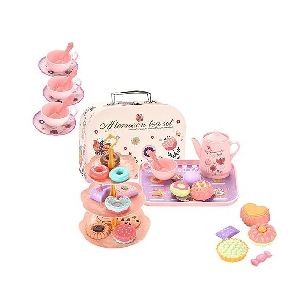 TOYANDONA Jouets 1 Set Enfants Service À Thé pour Les Petites Filles Ensemble De Thé Laprès-Midi Lheure du Thé Ensemble De 