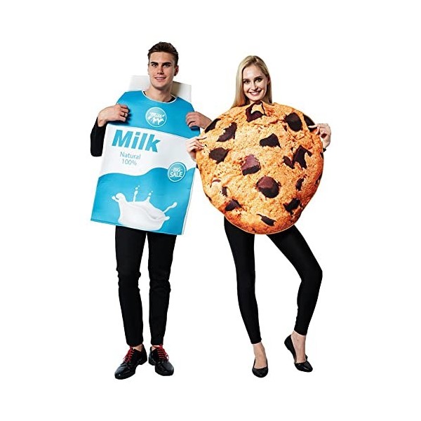 Luxylei Couples Adultes Oeuf Bacon Costume Halloween Cosplay Robe De Soirée Drôle Nourriture Tenues Amoureux Unisexe Petit Dé