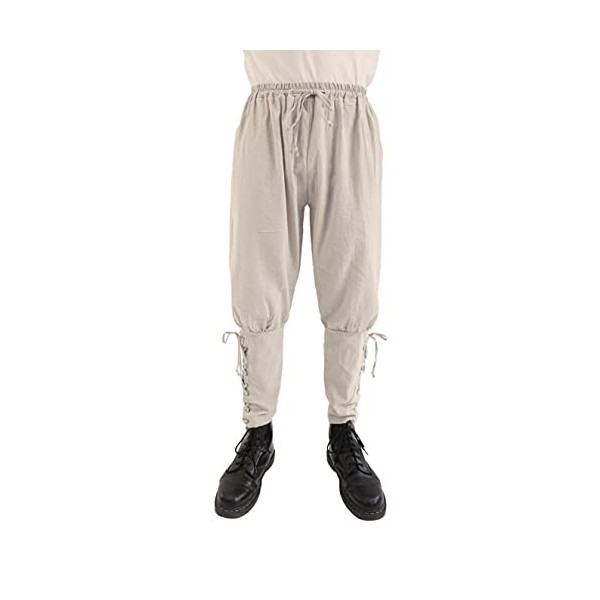 CoolChange Pantalon médiéval pour déguisement de chevalier ou de pirate | Avec laçage sous les jambes | Beige | Taille S
