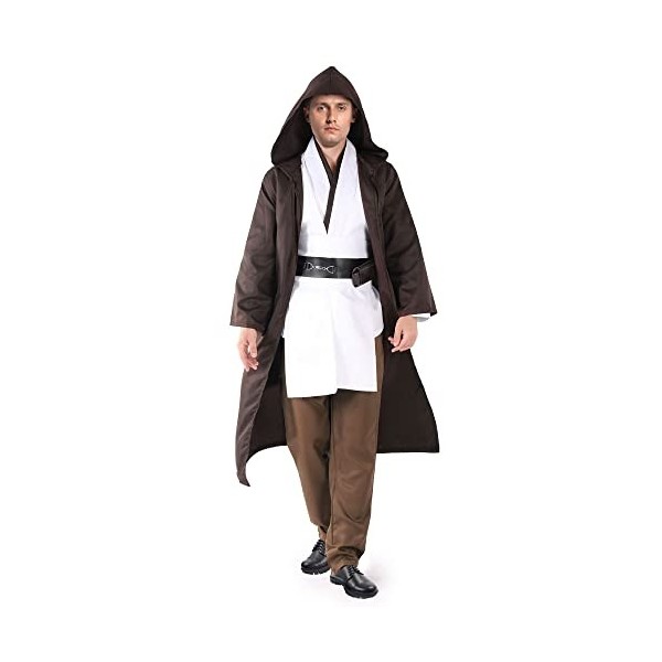 Applysu Déguisement Jedi Adulte Enfant Film Jedi Cosplay Tenue médiévale Halloween Tunique Uniforme à capuche Ensemble comple