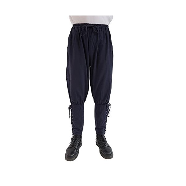 CoolChange Pantalon médiéval pour déguisement de chevalier ou de pirate - Avec laçage sous les jambes - Bleu foncé - Taille :