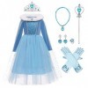 Filles Princesse Elsa Anna Costumes Disney Reine des Neiges Manches longues Paillettes Flocon de Neige Velours Tulle Robe Dég