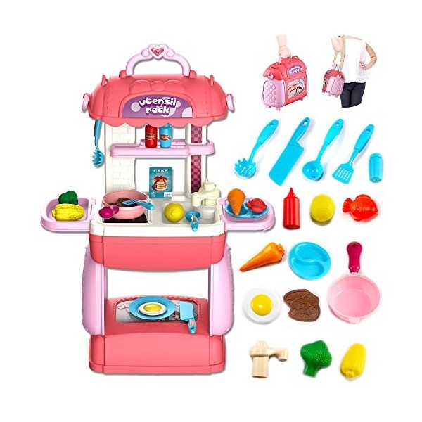 TOYVENTURES Lot de 31 Jouets de Cuisine pour Enfants, ustensiles de Cuisine avec poêles, ustensiles de Cuisine et Accessoires