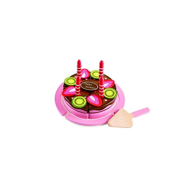 Hape E3140 Double Flavoured Birthday Cake - Wooden Food and Kitchen Accessories