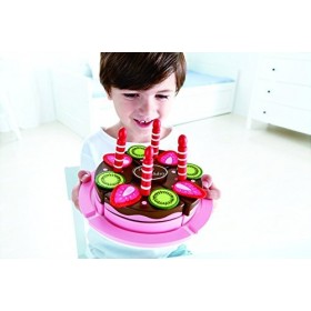 Hape E3140 Double Flavoured Birthday Cake - Wooden Food and Kitchen Accessories